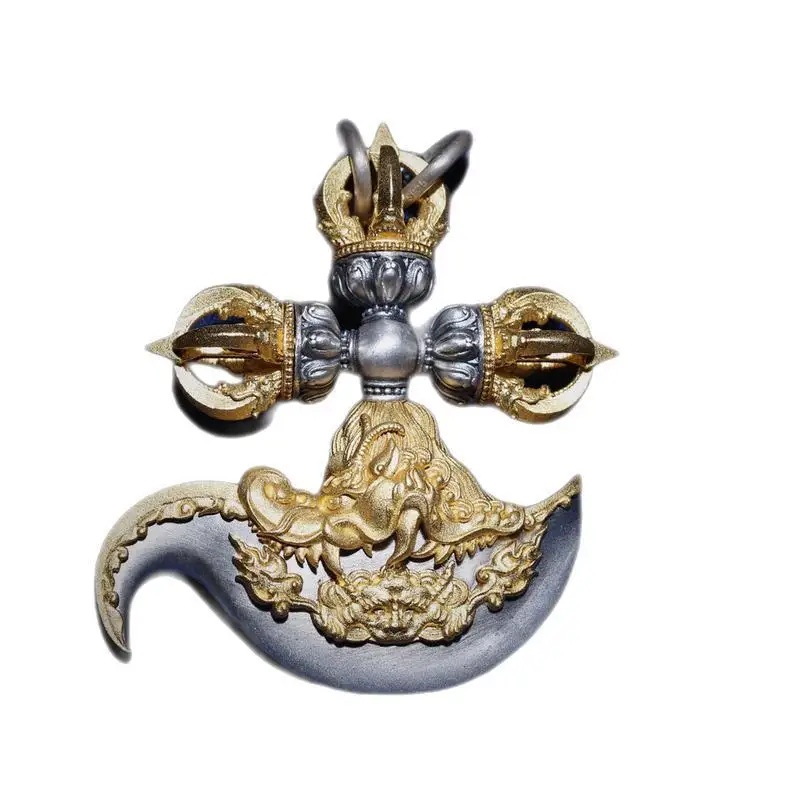 925 sterling silver Buddhist Vajra pestle pendant for men and women, Tibetan gift mascot talisman