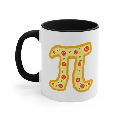 Pepperoni Pizza Pi Day Mug, 3.14 Funny Math Teacher Meme Mug 11oz Black Handle