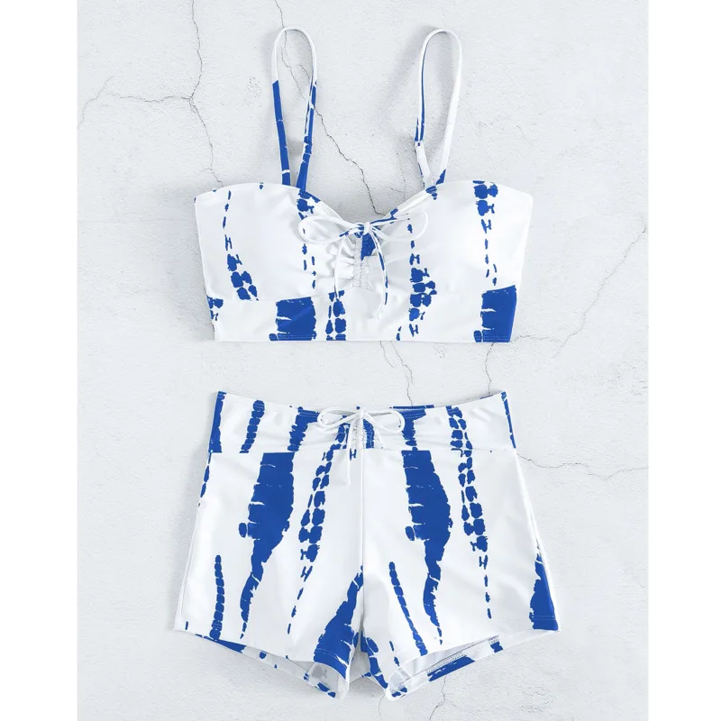 Summer Print Swimsuits Tankini Sets Female Swimwear Sports Beach Wear Two-Piece Bathing Suit Girls Pool Women Swimming Suit 2024