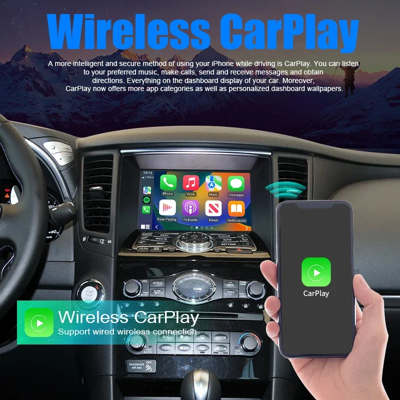 Wireless CarPlay Android Auto for Infiniti QX60 QX70 Q70 Mirror Aftermarket CameraCarPlay Upgrade Retrofit Multimedia Navigation
