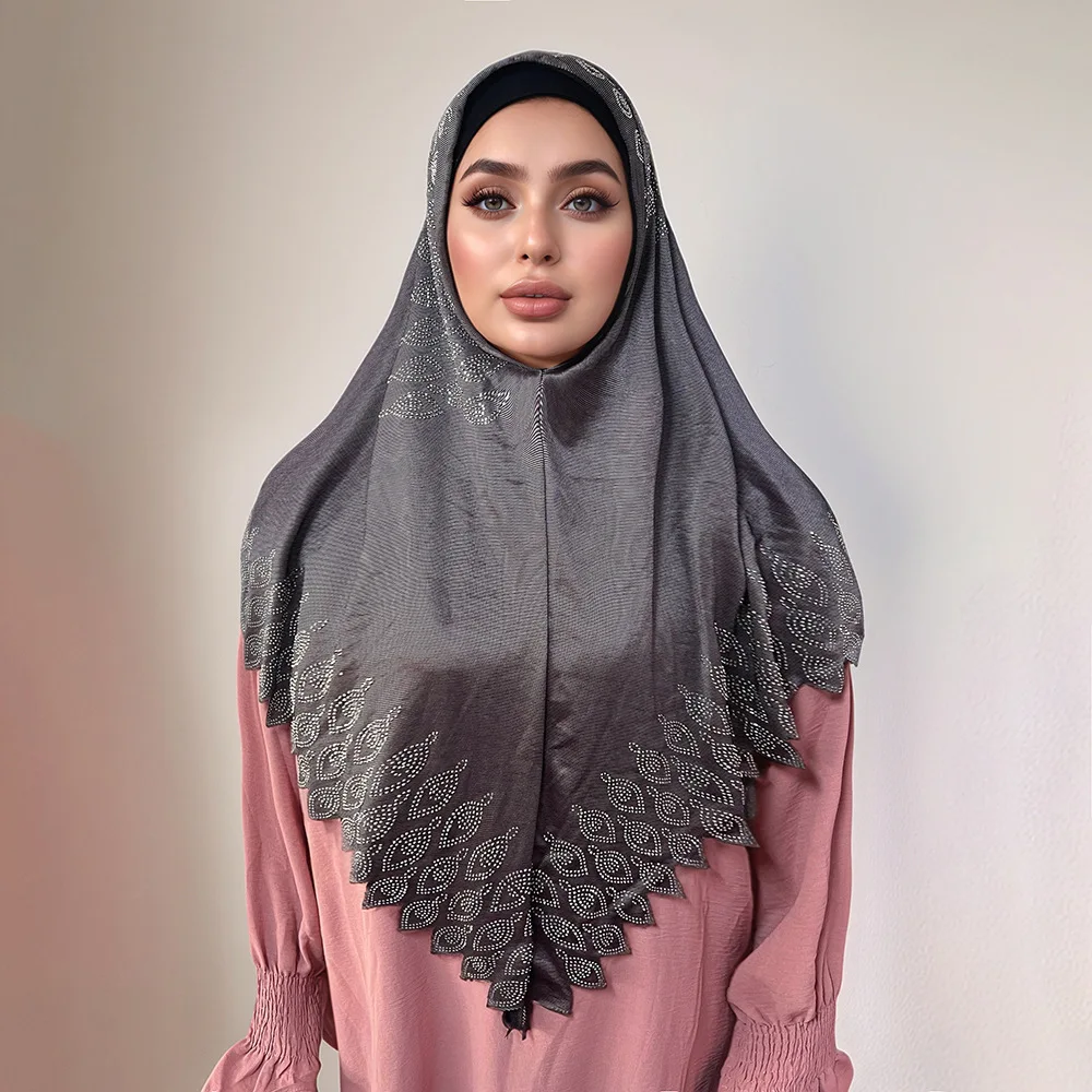 Muslimische Frauen Jersey Hijab Instant Schal Diamanten Amira Turban Pull On Kopftuch Ramadan Islamische Gebet Hijabs Schals Wrap Niqab