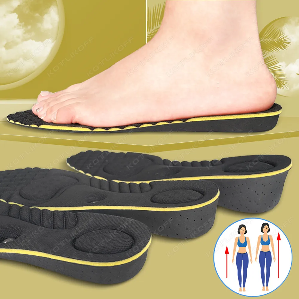 Lightweight 2-5cm Height Increase Insole Lightweight Non Collapsing Cushions Absorb Foot Pressure Invisible Comfortable Full Pad