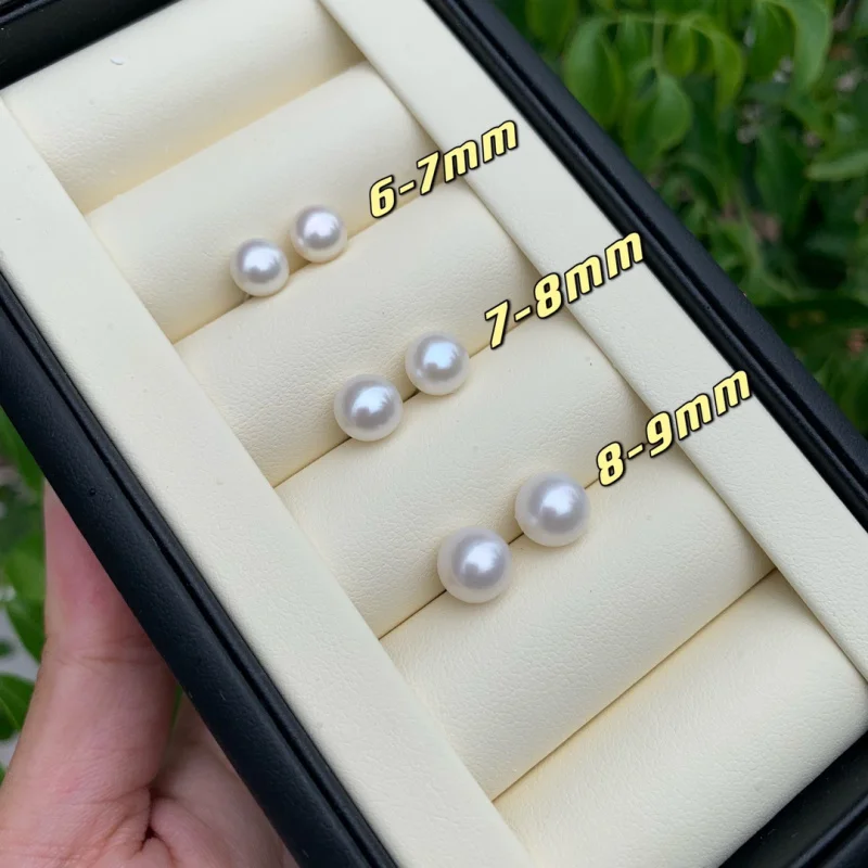 Real Mirror Australian White Light Pearl S925 Silver Stud Earrings