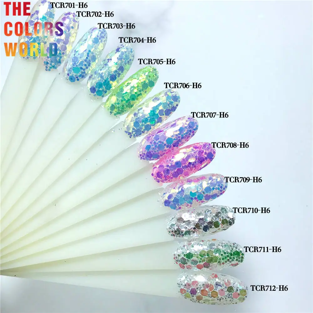 

TCT-788 High Shining Rainbow Colors Cosmetics Mermaid Nail Chunky Glitter UV Gel Polish Chrome Pigment Dust Nails Art Decoration