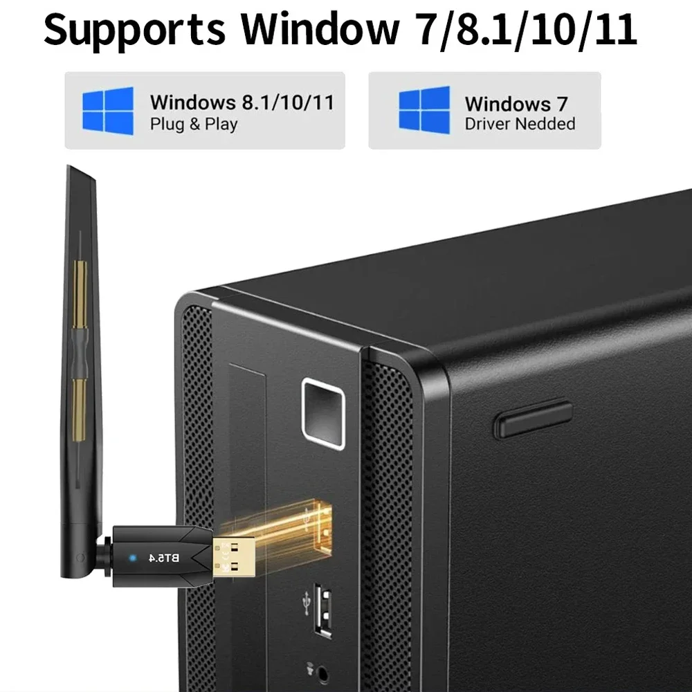 USB Bluetooth 5.4 アダプター 150M ドングル レシーバー トランスミッター Bluetooth PC用 ワイヤレス マウス キーボード 音楽 オーディオ ドライバー無料