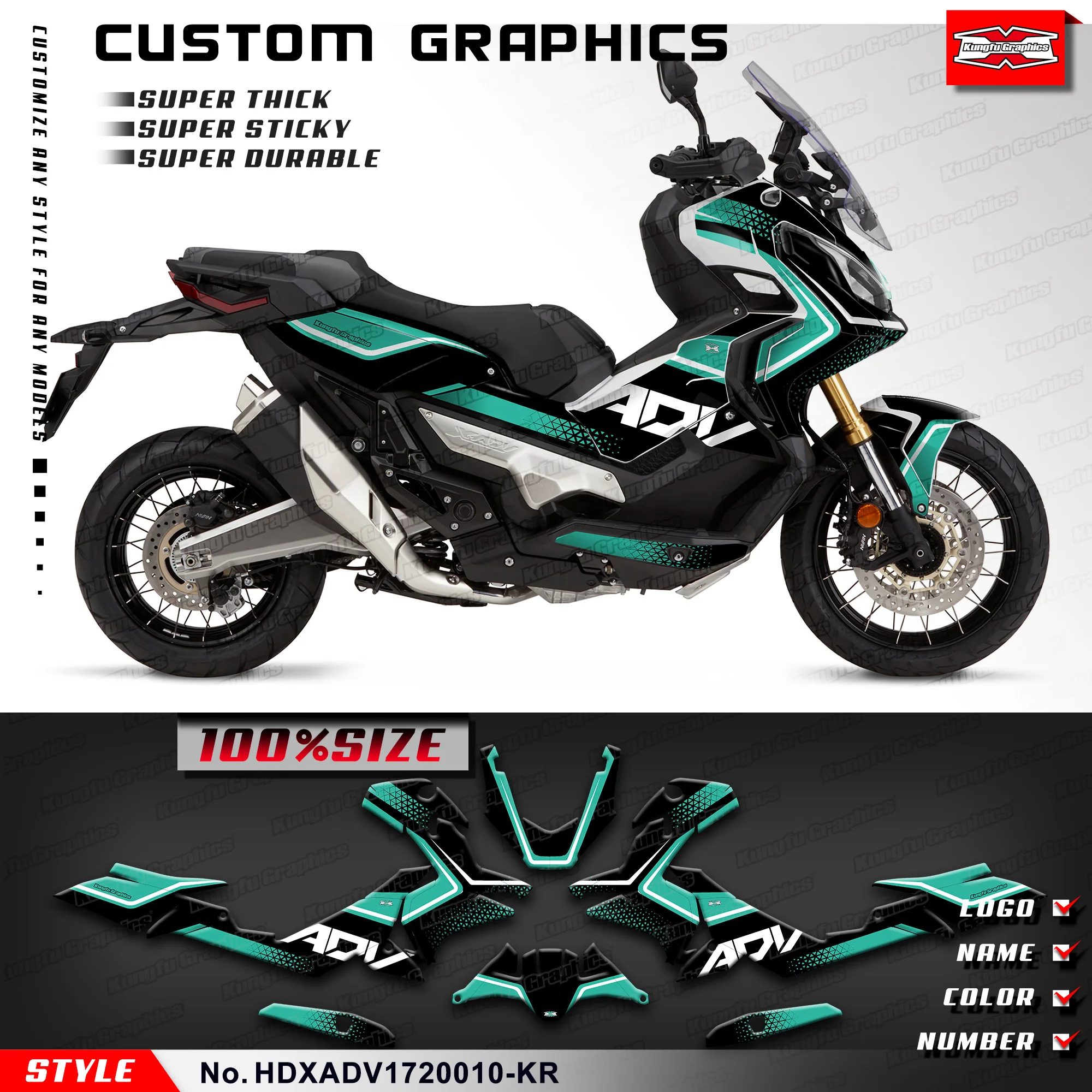 KUNGFU GRAPHICS Custom Stickers Vinyl Wrap for Honda X-ADV 750 X ADV 2017 2018 2019 2020 Décor, HDXADV1720010-KR