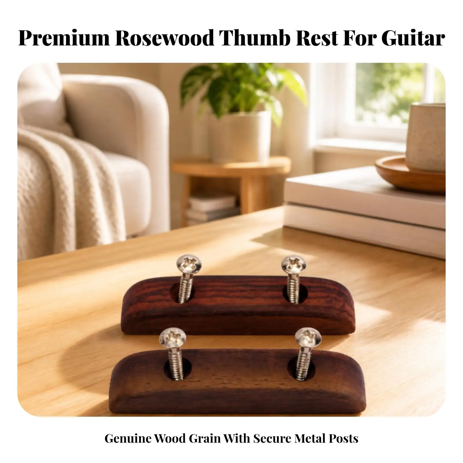 Classic Rosewood Guitar Thumb Rest 2 Pack with Screws Curved Rectangular Design Tension Relief for Picking Hand Acoustic Bass