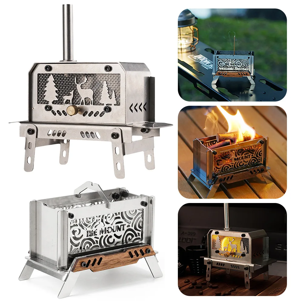 MINI เต็นท์เตาน้ํามันหอมระเหยผู้ถือ Aroma Diffuser พร้อม Chimney เตาถ่านสแตนเลสสําหรับ Outdoor Camping Home Desk