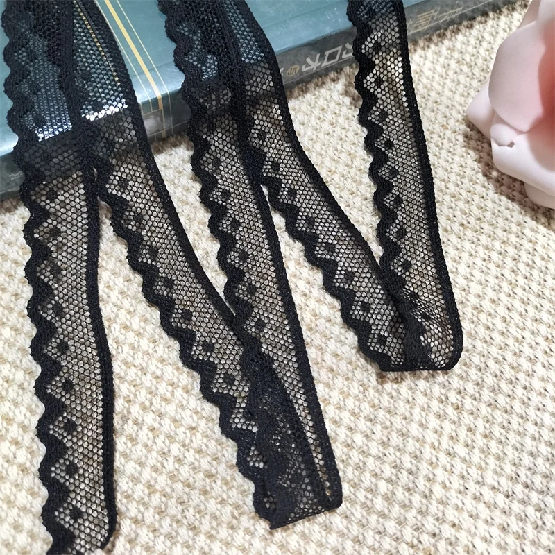 S3612 1.5CM BLACK ELASTIC AND SOFT LACE TRIM WHICH CAN BE USED FOR UNDERWEAR