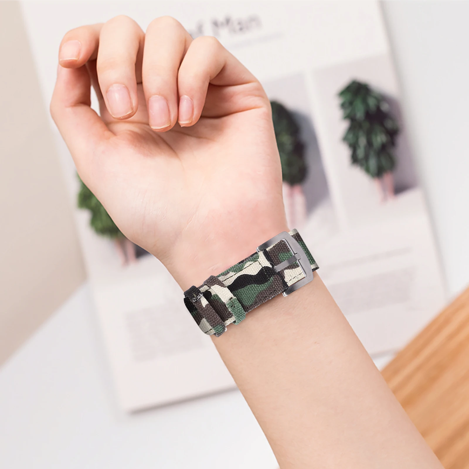

2 Pcs Camouflage Canvas Strap Nylon Watch Band Woman -friendly Wristband Accessories Miss