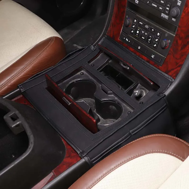 

Для Cadillac Escalade 07-14 из твердой овчины, черный защитный чехол для центральной консоли автомобиля, отделка интерьера, автомобильные аксессуары
