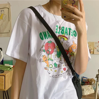 Women Vegetable Band Print Women Cotton T-shirt Harajuku Streetwear Aesthetic Graphic Tee Short Sleeve Funny Female Tops Clothes