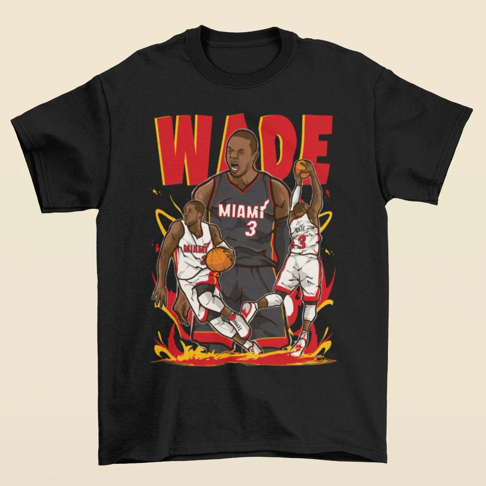 T-shirt de basket-ball Miami de style dessin animé Dwyane Wade