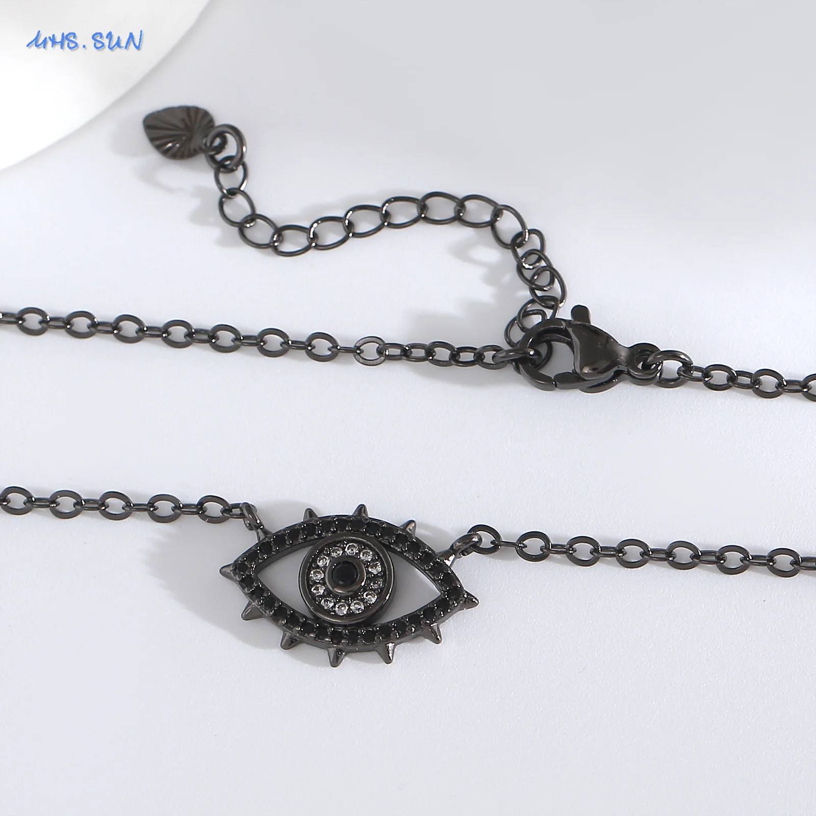 SUNSLL مكعب الزركون التركية عين الشر قلادة القلائد موضة مطلية بالذهب المختنق سلسلة محظوظ مجوهرات هدية للرجال النساء #4