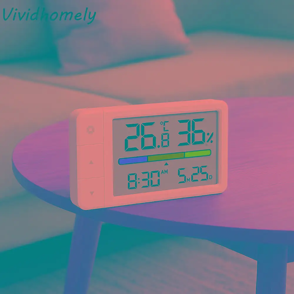 

Интеллектуальный цифровой гигрометр, часы с большим экраном, регулируемые блоки, термогигрометр, дисплей даты, высокая точность