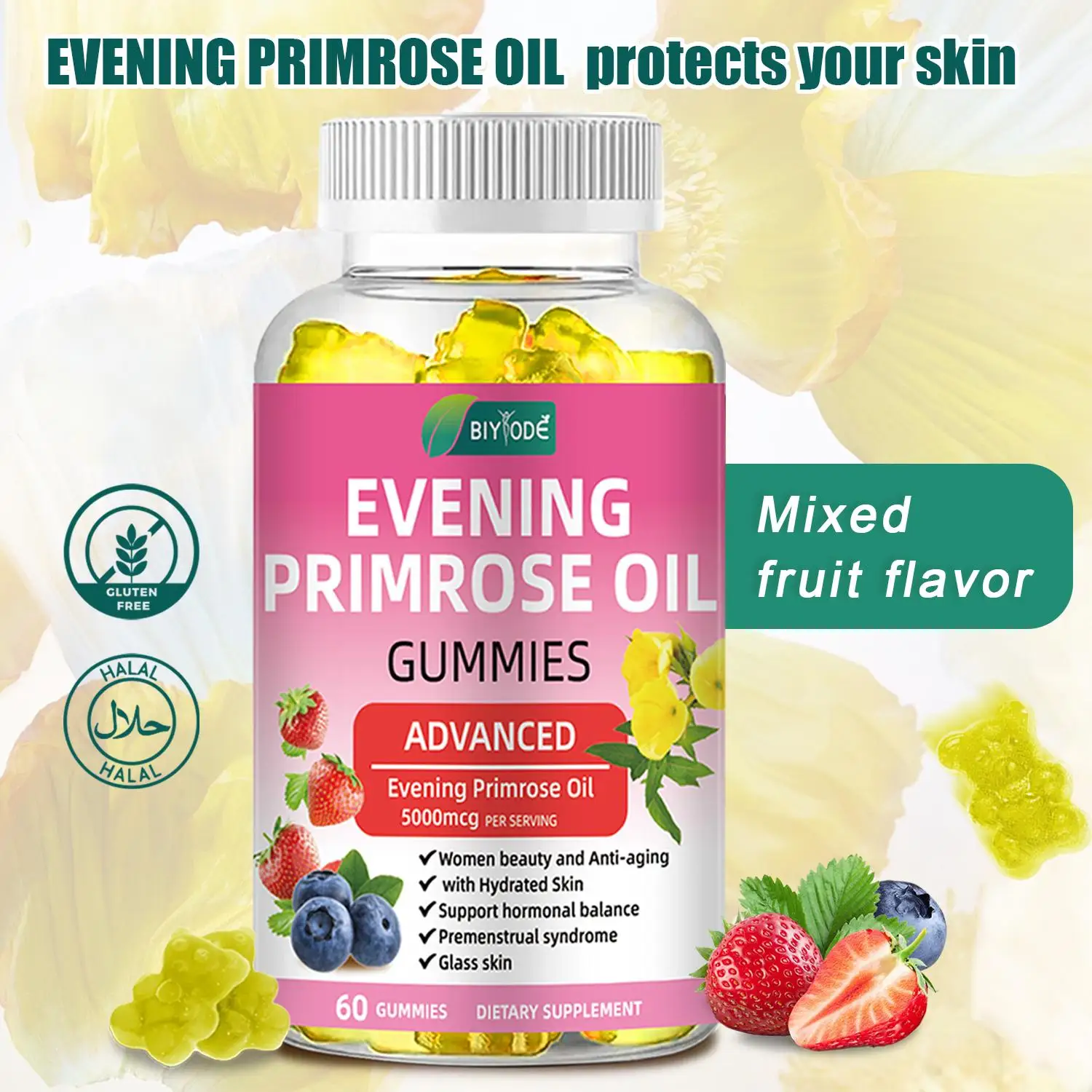 

Evening Primrose Gummies Supplement for Women 60 Softgels