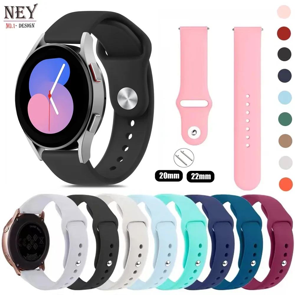 20mm 22mm straps For Samsung Galaxy watch 7/6/4 classic/5 Pro/Active 3/Gear S3 Silicone bracelet Huawei watch GT 2/3/4 Pro band