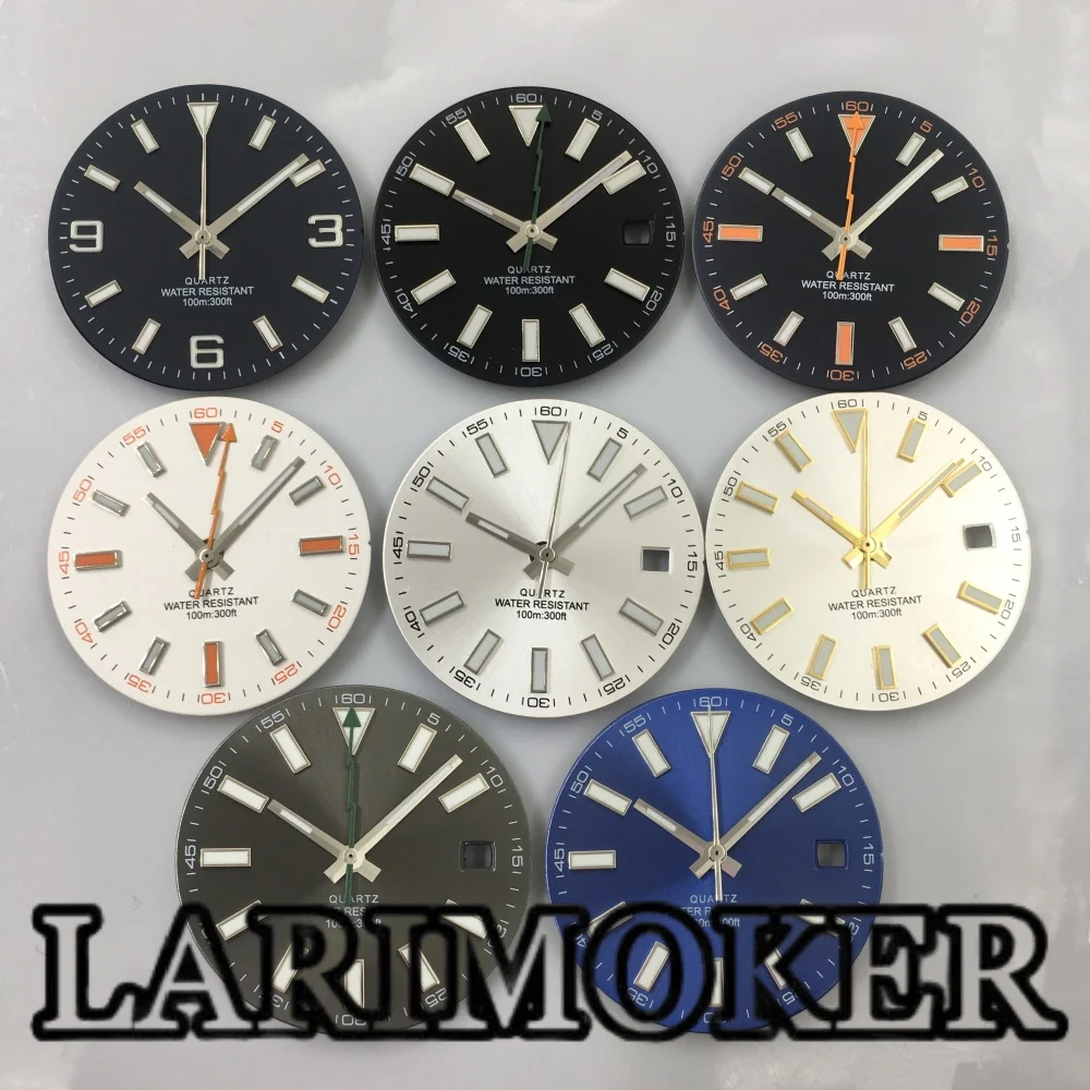 

LARIMOKER 29MM Green luminous index dial with 3-pin watch hands suitable for Ronda 515 quartz movement accessories