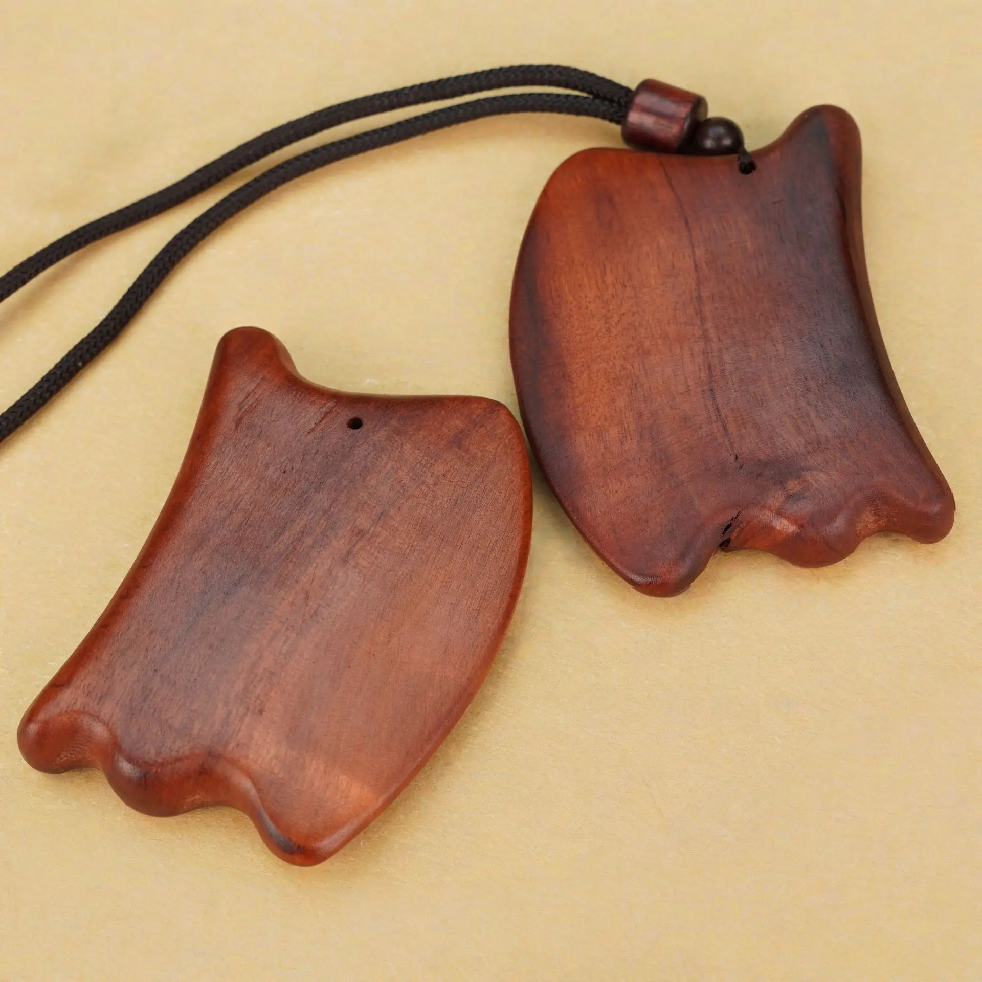 Traditional Chinese Lucky Blessing Thunder Struck Jujube Wood Gua Sha Board Meridian Massage Tool Portable Handheld Pendant For