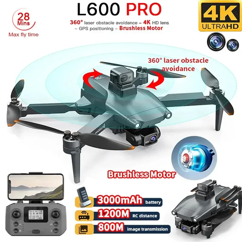 

RC Plane L600 Pro GPS Drone 4k Professional HD Dual Camera Obstacle Avoidance 5G Wifi RC helicopter 3KM Brushless Quadcopter