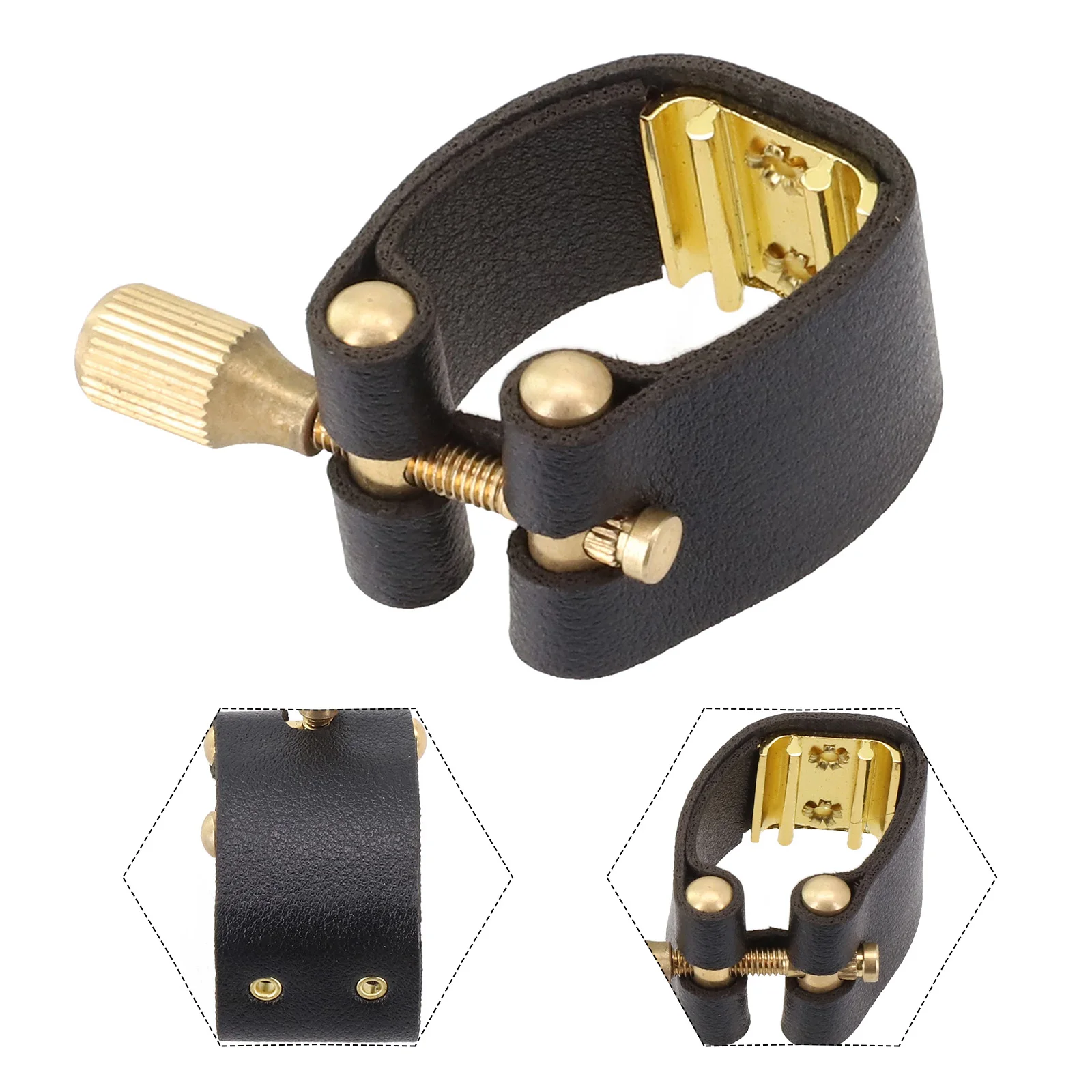 For Alto Saxophone PU Leather Ligature for Mouthpiece Fastening Black (Fits Standard Hard Rubber/Plastic Mouthpiece)