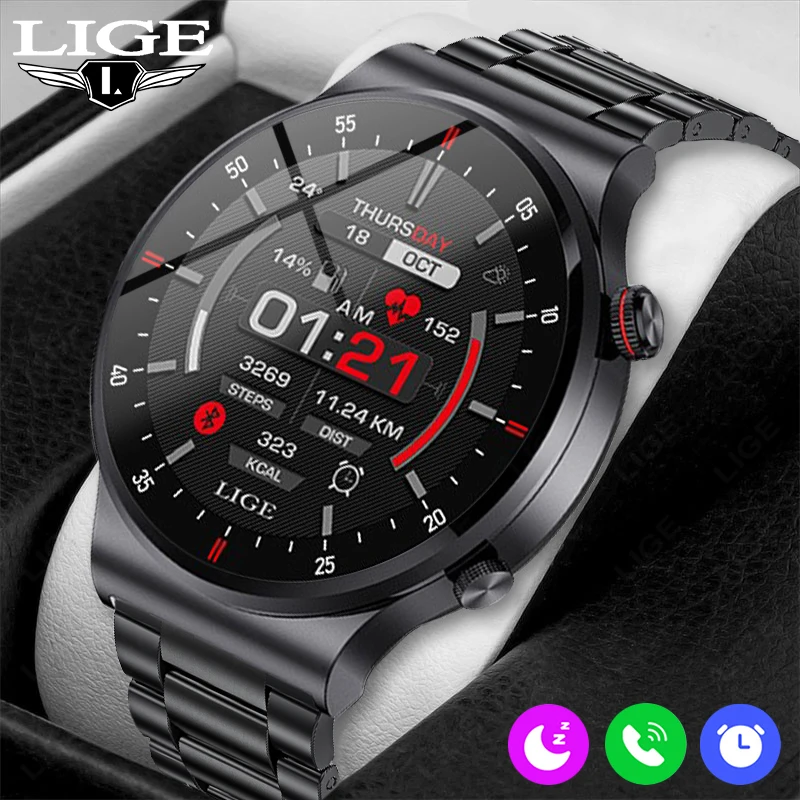 

New Steel Smart Watches Men NFC Sports Fitness Mens Watch Heart Rate Health Monitoring Bluetooth Call Smartwatch For Android ios