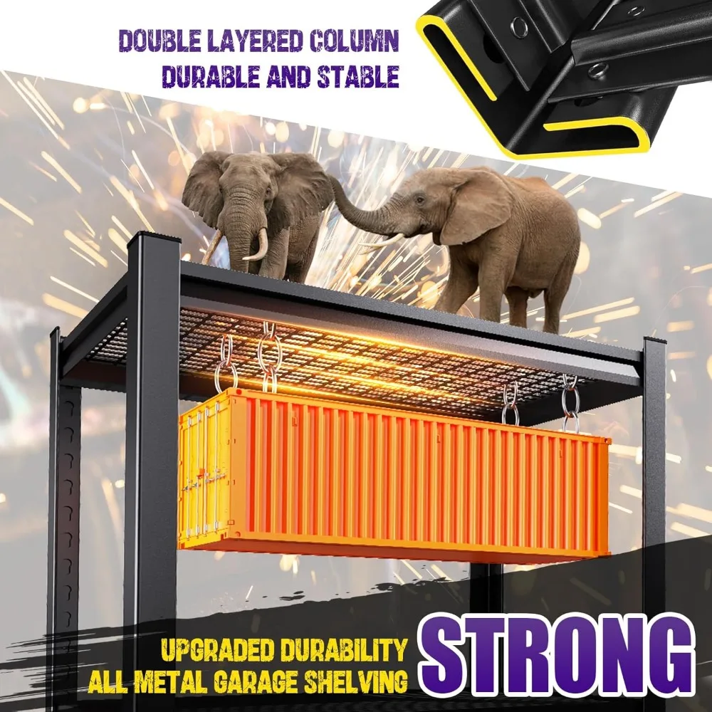 أرفف تخزين جراج معدنية شديدة التحمل قابلة للتعديل مكونة من 5 طبقات وحدة رفوف سلكية سوداء للتنظيم