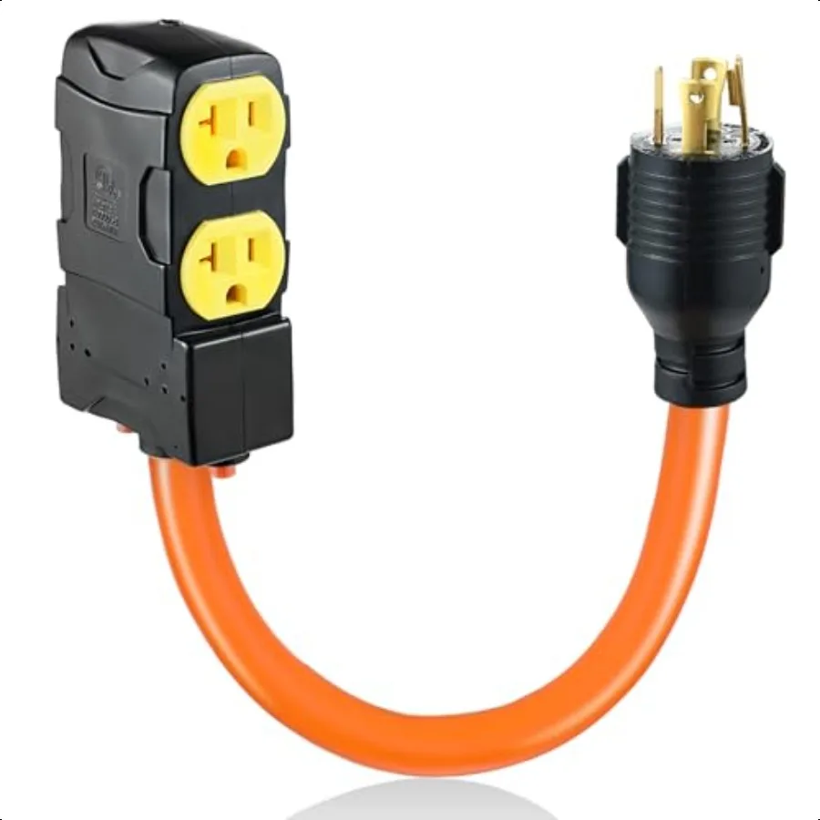 

NEMA L1430P to 4X 520R 515R Generator Welder Adapter Plug Cord 1.5FT 4 Prong to 3 Prong Generator Adapter 125 250V Heavy Duty W