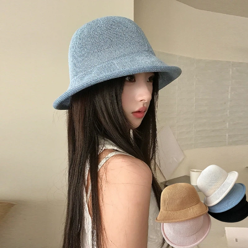 

Curled Edge Woven Hollow Fisherman Hat Japanese Woven Dome Hat Outdoor Face Enhancing Small Sun Protection Hat Women's Hat 2026
