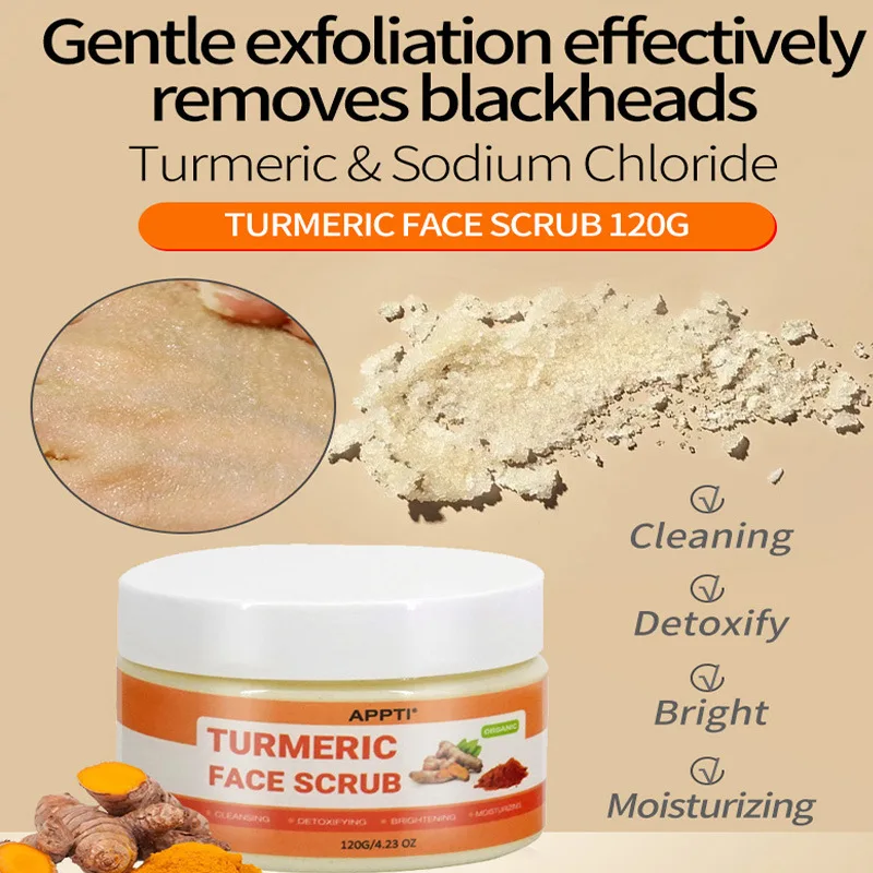 120g Ginger Paste Turmeric Exfoliating Blackheads Cleansing Pores Facial Body Scrub Any Skin Moisturizing Shrink Pores Unisex