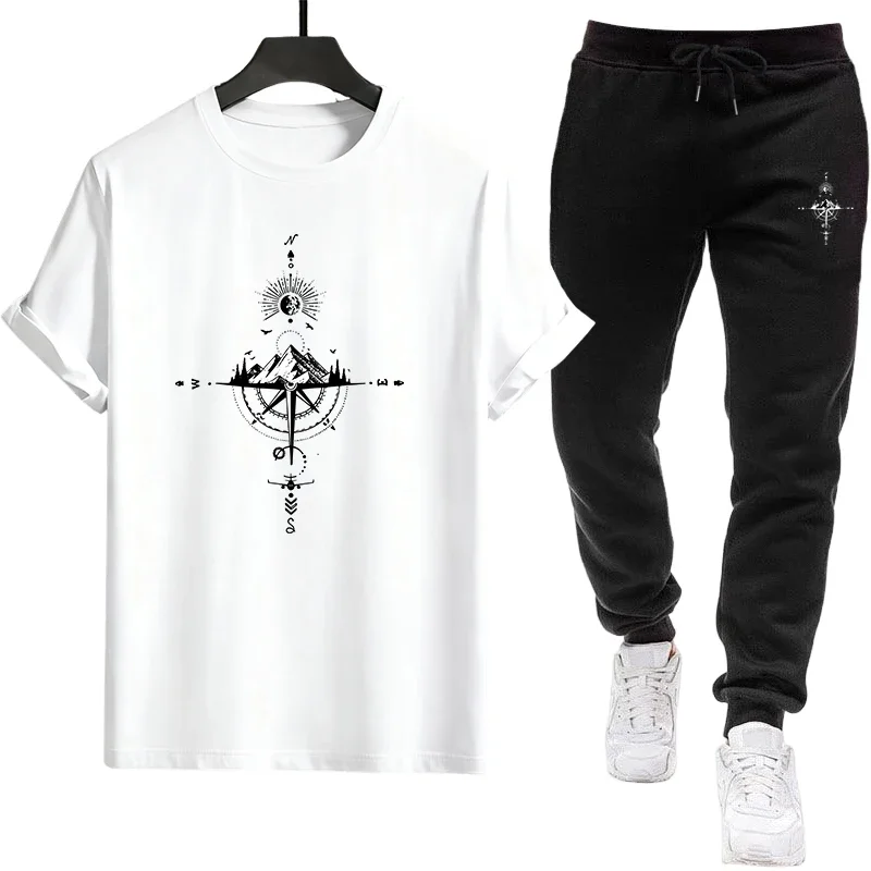 

2026 New in Mens T-Shirts Co-ords Tracksuit Urban Casual Fashion Outfit Spring Summer Home Outdoor Comfort Set Tshirt Sweatpants