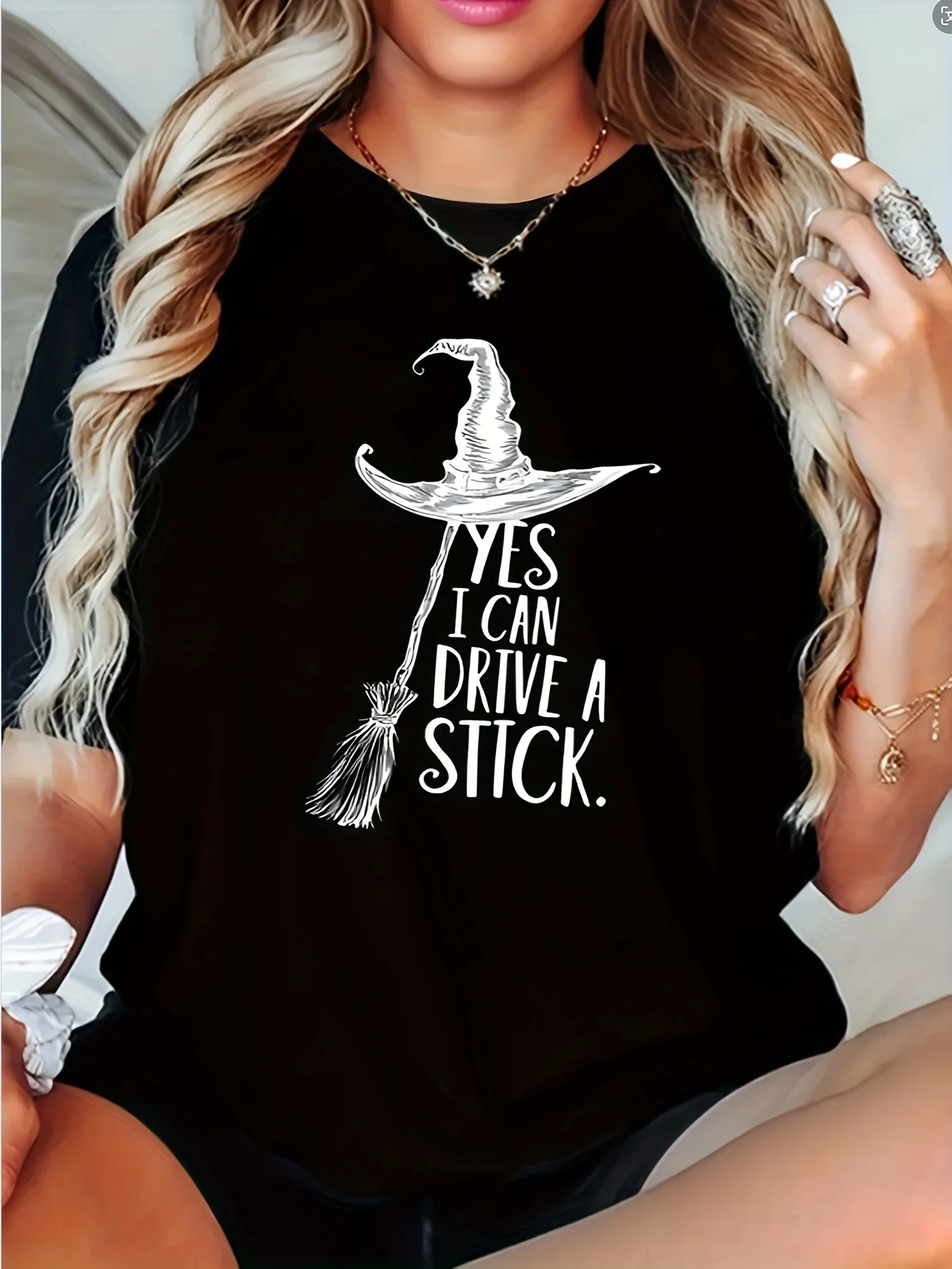 

Summer Women's Plus Size T-Shirt Original Design Fashion Magic Hat Letter Printed Women's Casual Round Neck Short Sleeved Tops
