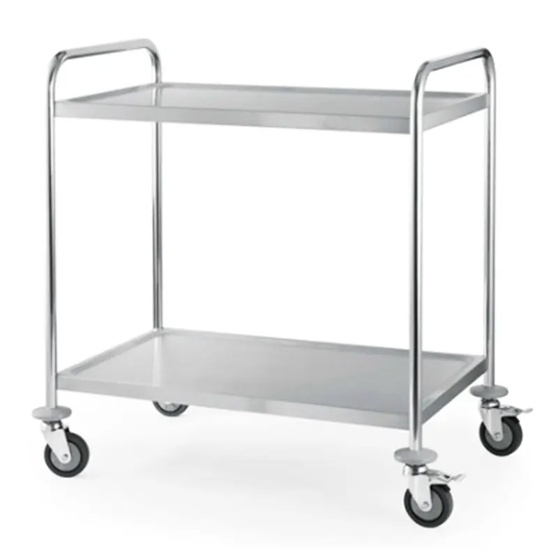 Hotel Restaurant 2 Layer Steel Kitchen Trolley Carts Kitchen Storage Trolley Ex-Factory Price