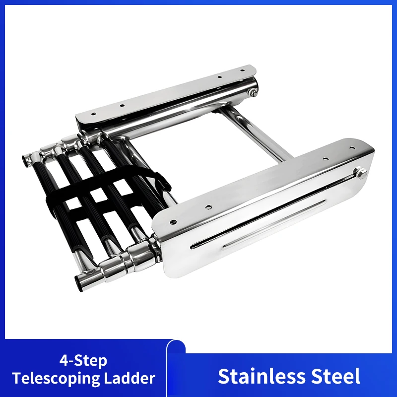 

Alastin 4-Step Ladder Stainless Steel Under Platform Slide Mount Boat Boarding Telescoping Ladder Boat Accessories Marine