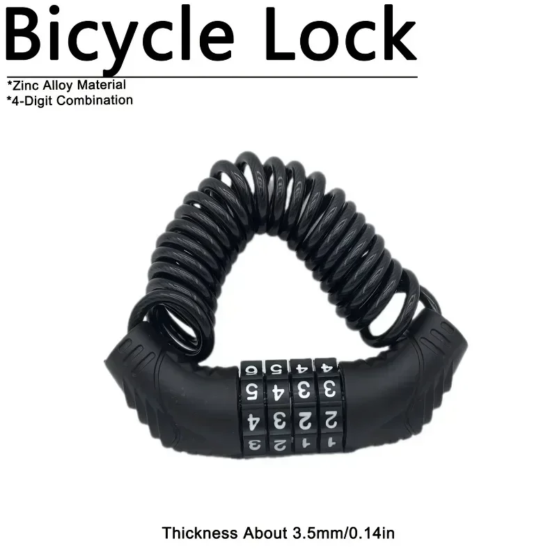 1SET Bicycle Lock 4-Digit Combination Lock Zinc Alloy Material Cable Thickness about 3.5mm Portable Mini