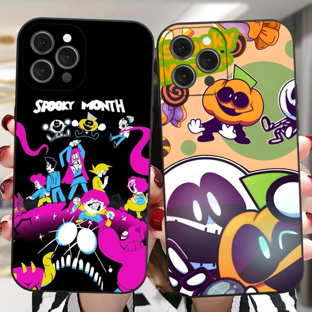 

S-SpookyS M-MonthS Phone Case For iPhone 16,15,14,13,12,11 Plus,Pro,Max,XR,XS,X,7,8 Plus,SE,Mini Silicone Soft