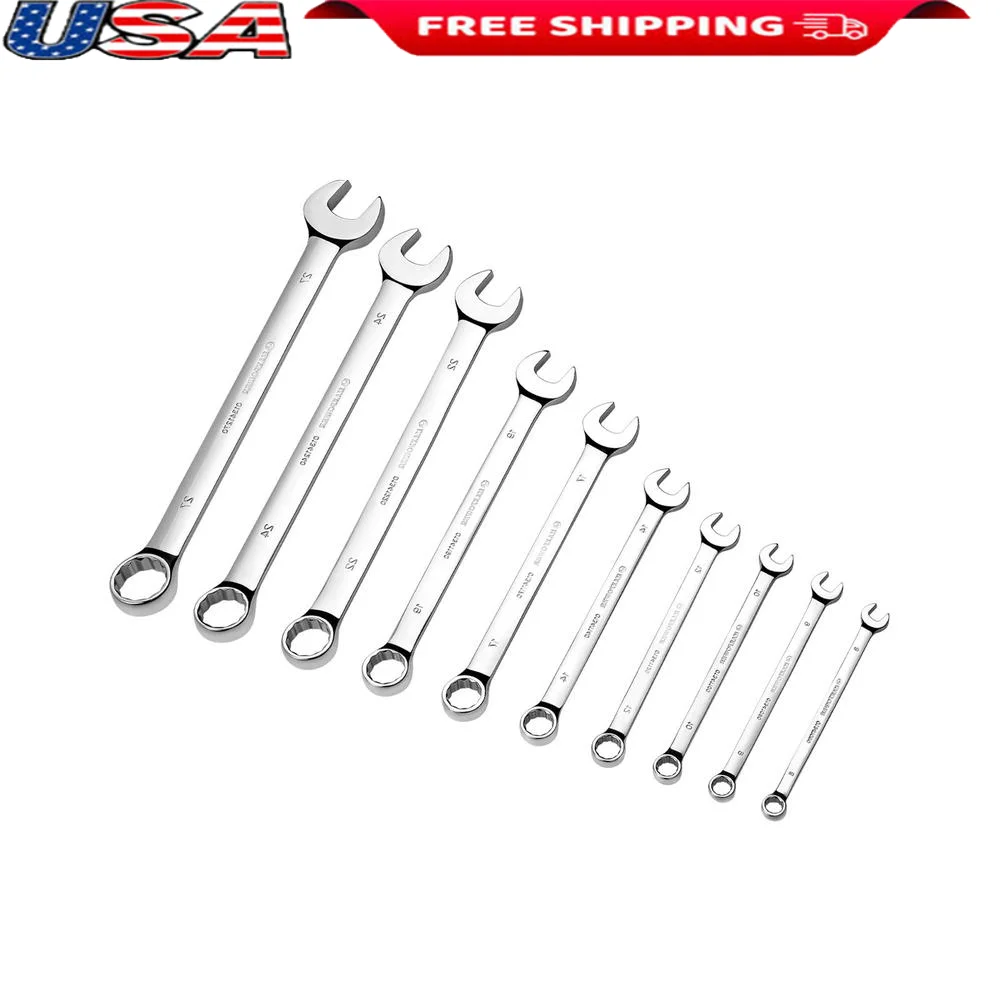 Metric Combination Wrench Set 10PCS Box and Open End Spanners Chrome Vanadium Steel Mirror Finish