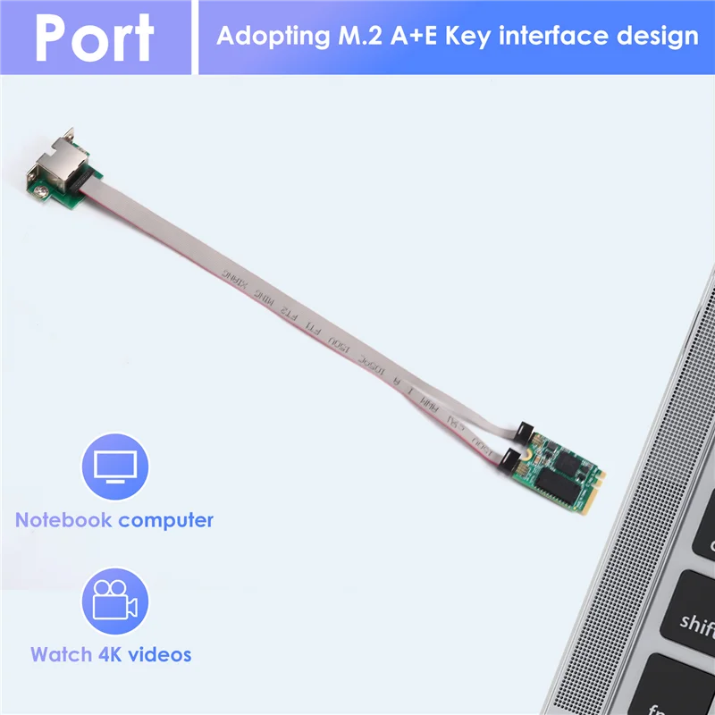 M.2 A+E KEY E-Sports netwerkkaart met 5Gbps Gigabit RJ45-poort, PXE schijfloze opstart, voor Win10/8/7, met RTL8126-chip