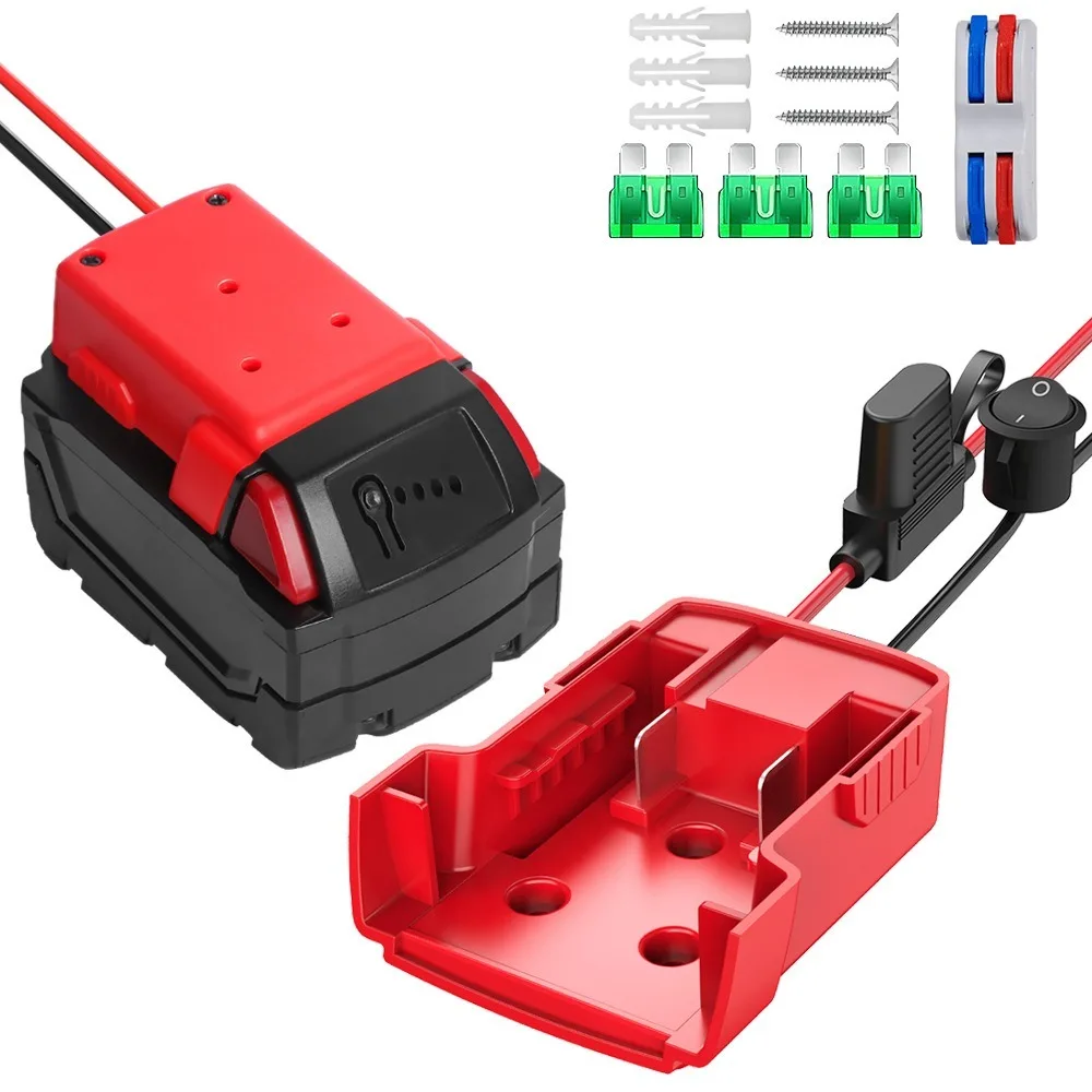 

12 AWG проводной адаптер для литиевой батареи ABS, простой в установке комплект адаптеров для батареи 18 В, аксессуары для радиоуправления, 5 В-150 В для батареи Milwaukee M18