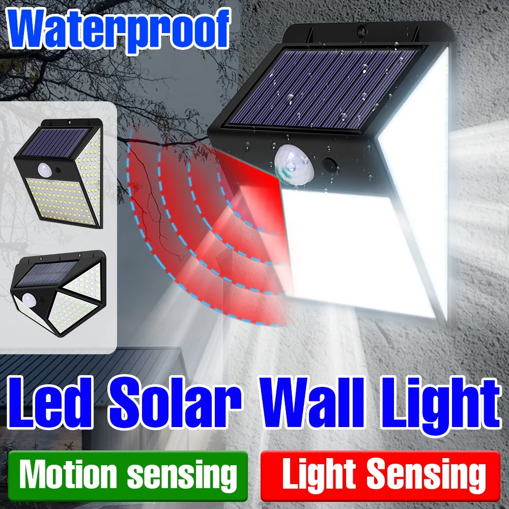 

Солнечные уличные светильники для наружных стен, светодиодные уличные фонари с датчиком движения, водонепроницаемые, для двора, коридора, ландшафтного освещения, прожекторы для внутреннего дворика