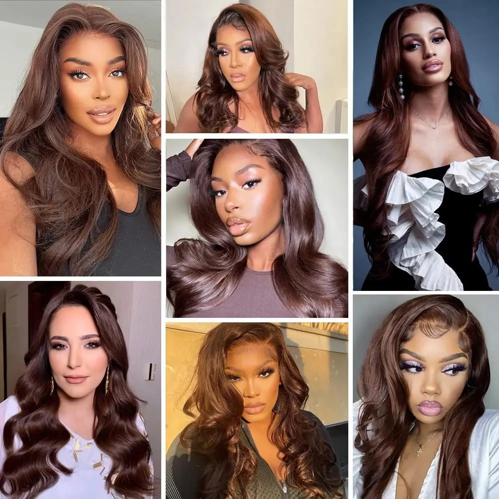 28 30 Inch Chocolate Brown 13x4 Lace Front Wig Brazilian Pre Plucked HD Transparent Lace Frontal Wigs Dark Brown Body Wave Wigs