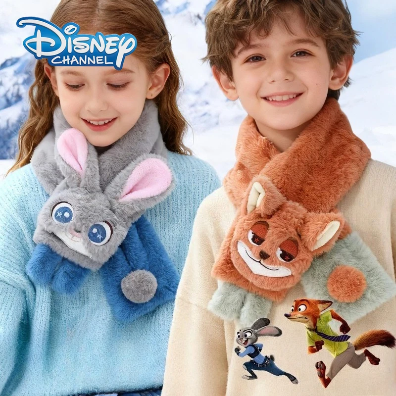 

Disney Zootopia 2 Plush Cotton Scarf Judy Nick Kawaii Cartoon Anime Figures Winter Warm Thicken Scarves Children Boy Girl Gifts
