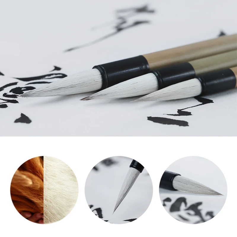 Multiple Hair Lian Brush Pen Set Beginners Regular Script Calligraphy Brush Traditional Handmade Chinese Painting Practice Brush