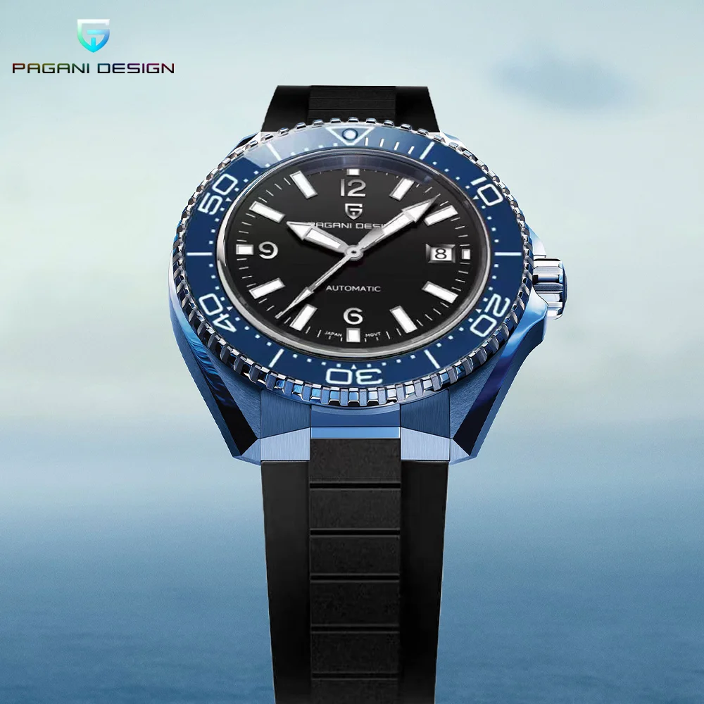 

Pagani Design New Men's Mechanical Watch Top Sapphire Stainless Steel Rubber Strap 100m Waterproof Automatic Diving Watch