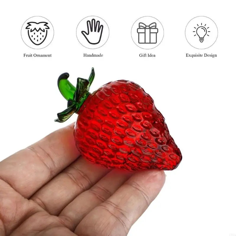 Tiny Glass Fruit Sculpture Ornament Miniature Glass Fruit Paperweight for Living Room Office Tabletop Shelves Decoration