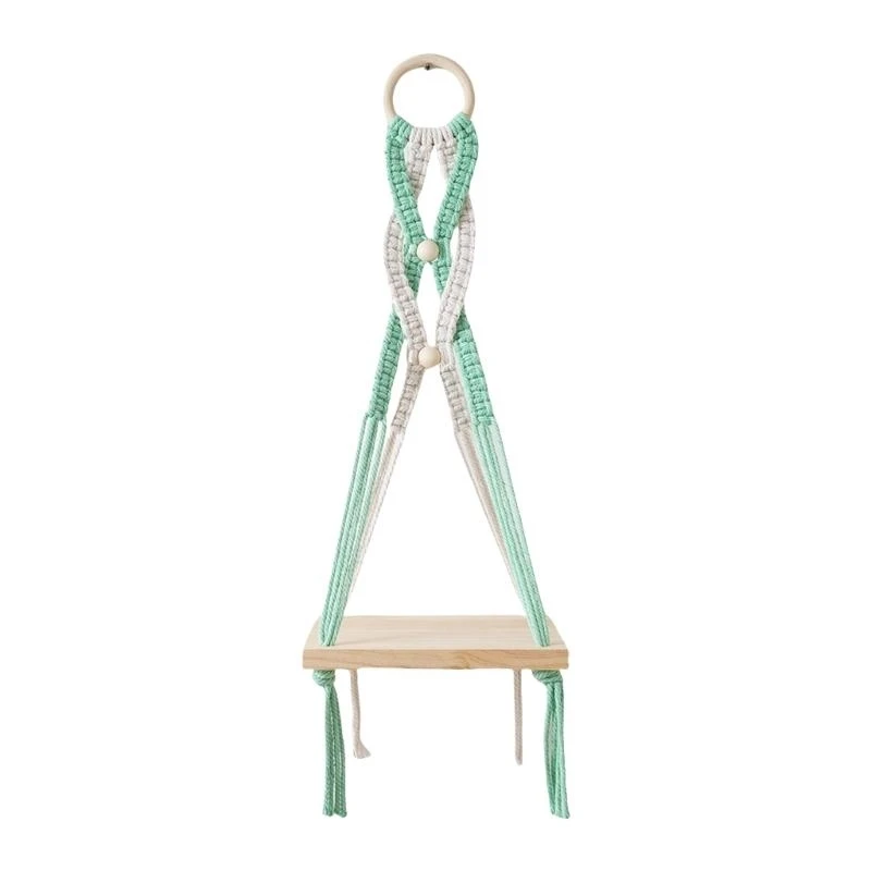 

G6KF Handmade Macrames Wall Hanging Shelves Decorative Storage Rack for Plant Books and Vases Household Organization