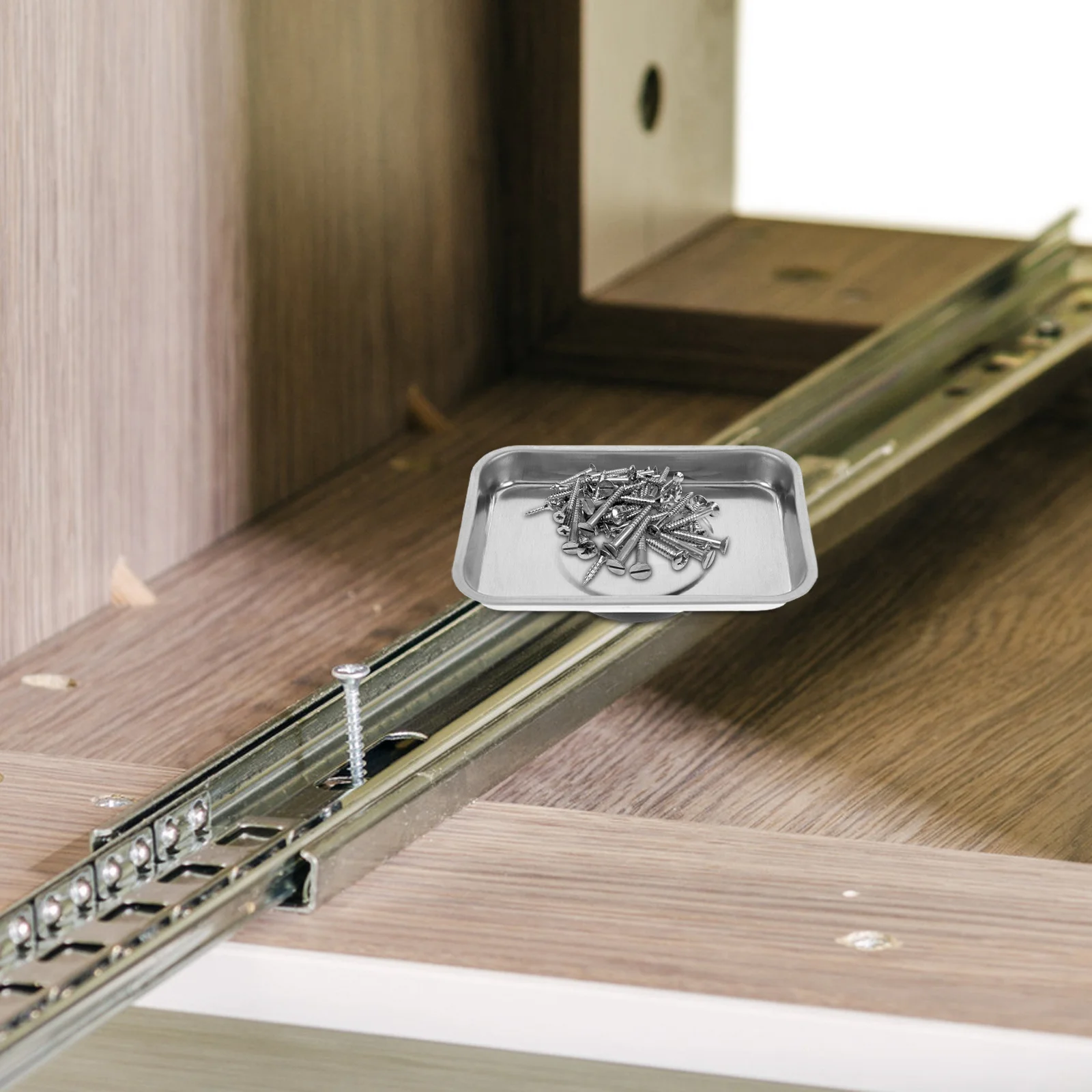 

2Pcs Magnetic Storage Tray Stainless Steel Small Parts Organizer Magnetic Tray for Screws Nuts Bolts Mechanic Workshop