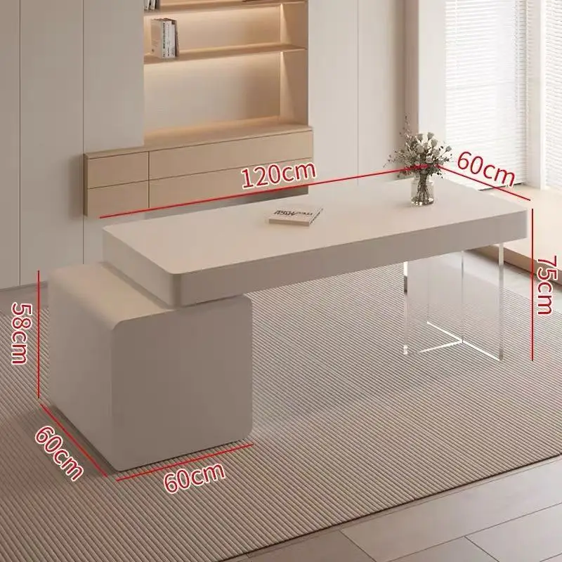 

Modern Solid Wood Desk with Thickened Support Legs Spacious Design for Home & Office