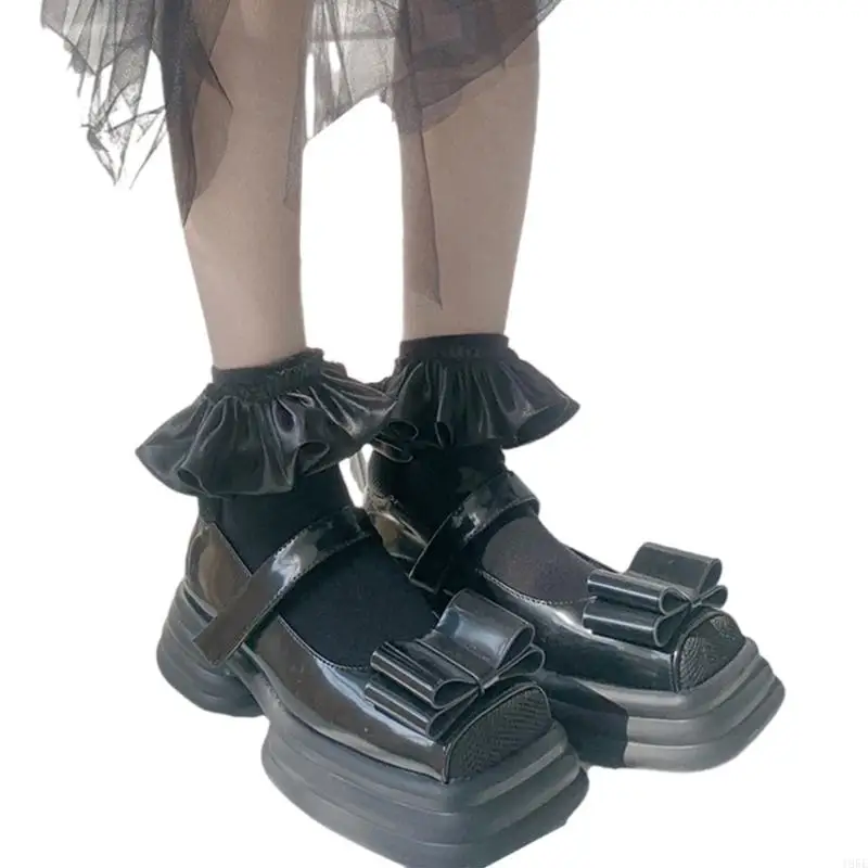 195E النساء لوليتا طاقم الجوارب القطنية الجوارب كشكش مكشكش الكاحل اللباس الجوارب الحلو العجل الجوارب الأميرات الجوارب