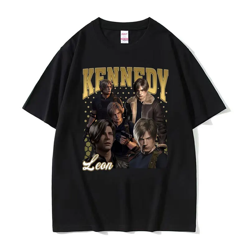 Limited Leon Kennedy Vintage Graphic T Shirt Dent Evil 4 Harajuku Movie Tee Shirt uomo donna moda T-Shirt oversize Streetwear